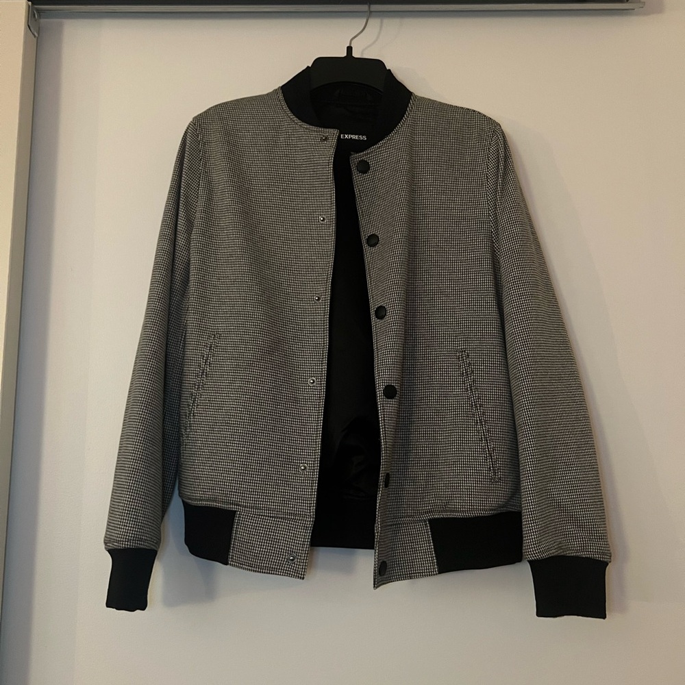 Express Houndstooth Bomber Jacket - image 1